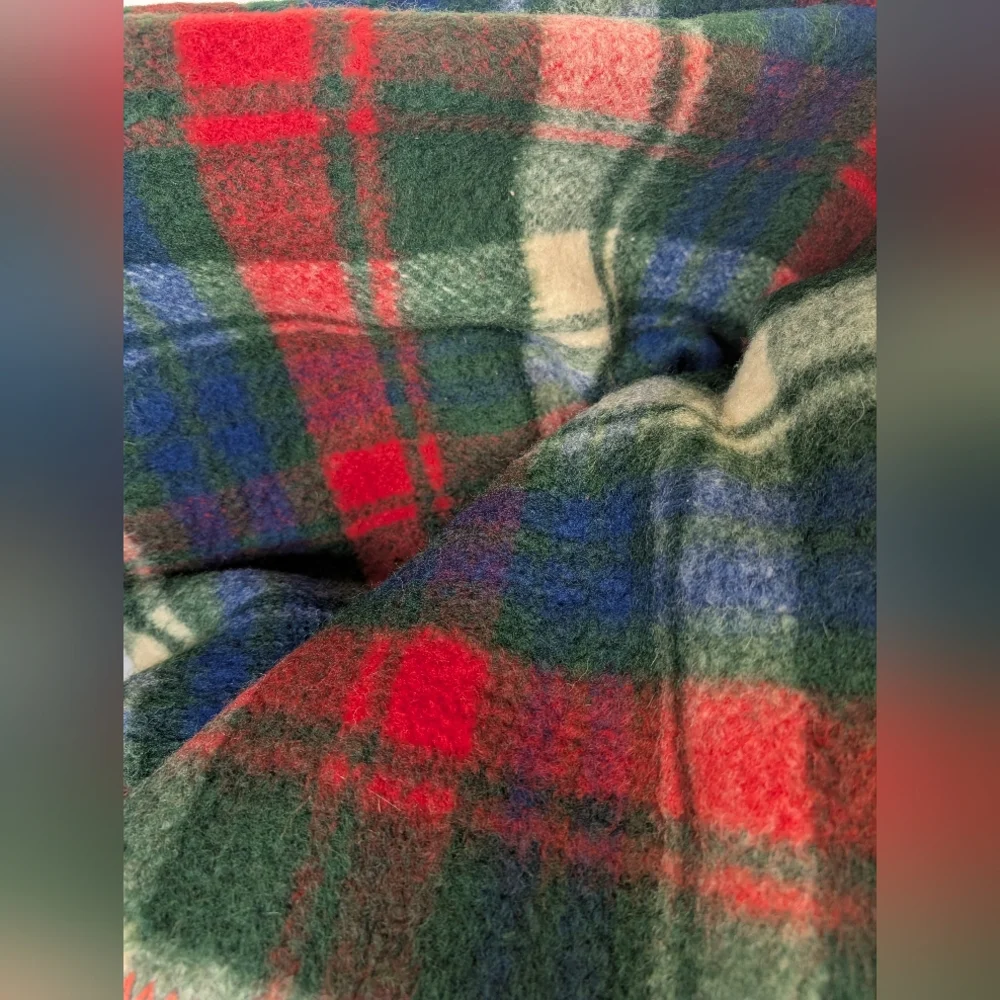 Vintage Blanket   Holland By Aaba Plaid Wool Blanket 1950 ALLWool 72x72